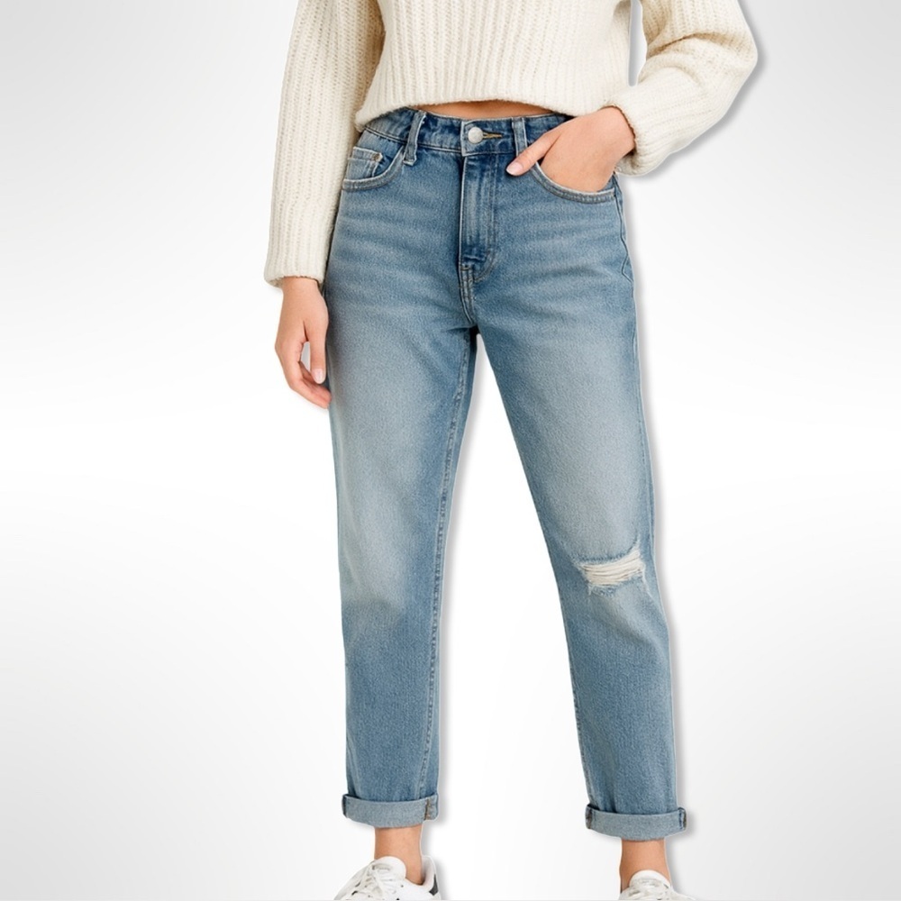 Wild Fable High-Rise Girlfriend Jeans – Medium Wash Distressed – Size 00 NWT